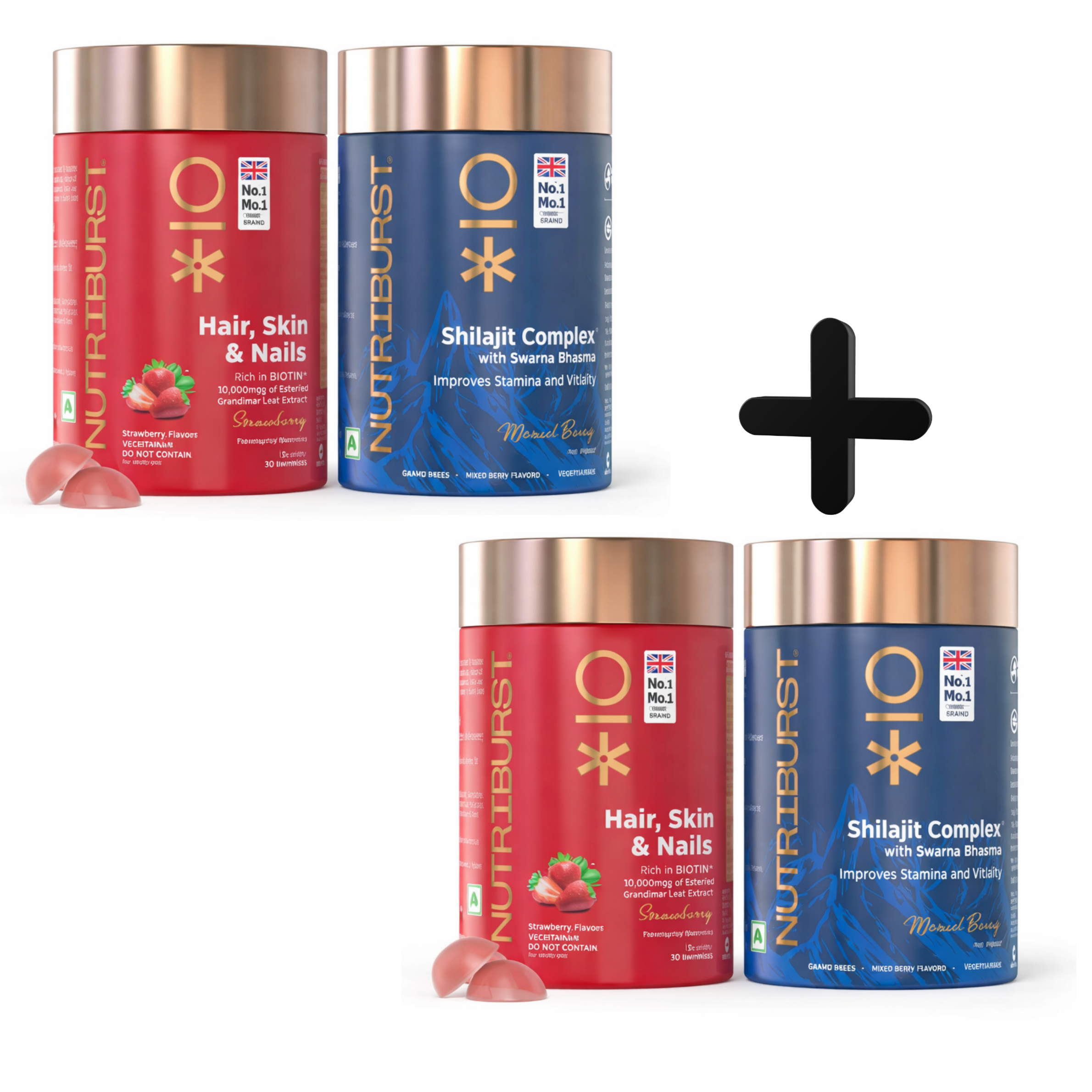 2 X Hair, Skin & Nails Growth + Shilajit Gummies (30*2)